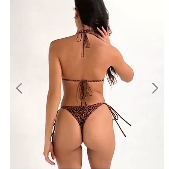 NWT OneOne Swimwear Bikini Set Feline Animal Print Leopard Brown Black Ariel New - Picture 8 of 16